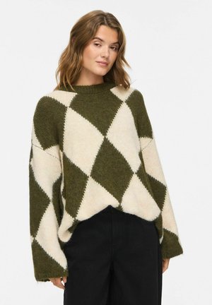 Noisy May, NMSUTTON L/S ARGYLE OVERSIZE KNIT - Pullover - kalamata