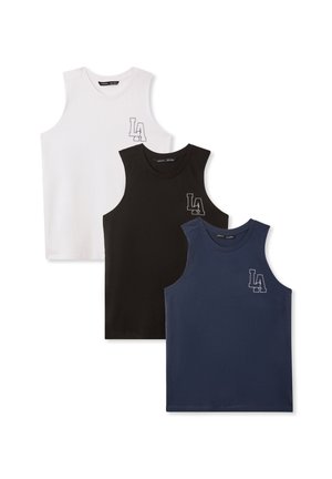 PACK OF 3 TANK WITH PRINT - Top - 1x Blue, 1x White, 1x Black