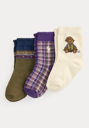 Polo Ralph Lauren, POLO BEAR CREW SOCK 3 PACK - Calcetines - ivory/purple/olive