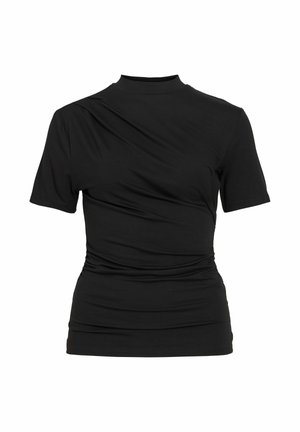 VILA, SHORT SLEEVED TOP VIPINNA HIGH NECK - T-shirt basique - black