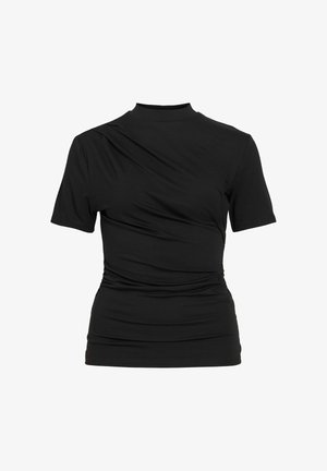 VILA, SHORT SLEEVED TOP VIPINNA HIGH NECK - T-shirt basique - black
