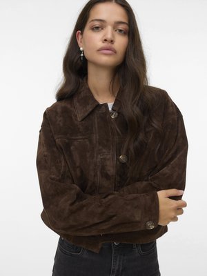 Vero Moda ROYCESTINE - Bőrdzseki - chocolate torte