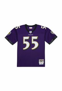Lila Fußballtrikot der Baltimore Ravens mit der Nummer 55, NFL-Logo am Kragen und Team-Patches auf beiden Ärmeln.
