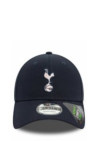 Navyblauer verstellbarer Baseballcap mit einem weißen gestickten Logo eines Vogels über einem Ball. Verfügt über sechs Belüftungsöffnungen und einen gebogenen Schirm.