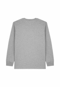 Maglietta a maniche lunghe in tessuto grigio chiaro. Presenta una scollatura rotonda e polsini a costine. Design semplice senza motivi o accenti visibili.