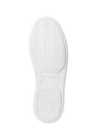 Talpă de sneaker alb cu un model în valuri, finisaj texturat și flexibilitate moderată. Mărimea 42 marcată aproape de călcâi.