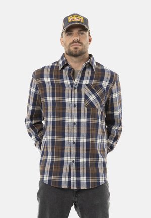 MANCHES LONGUES EN FLANELLE À CARREAUX LOGO DOS TYLER - Chemise - marron