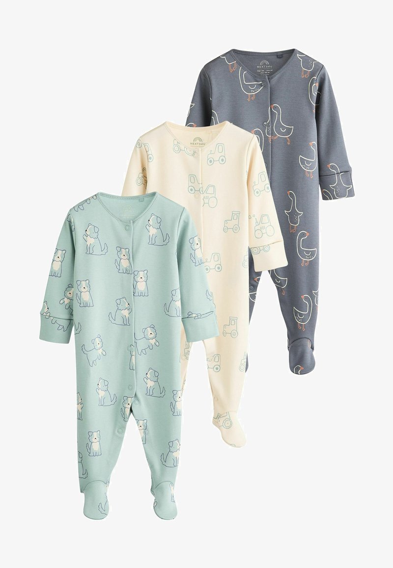 Next BEAR 3 PACK - Overal na spanie - mineral blue farm printed