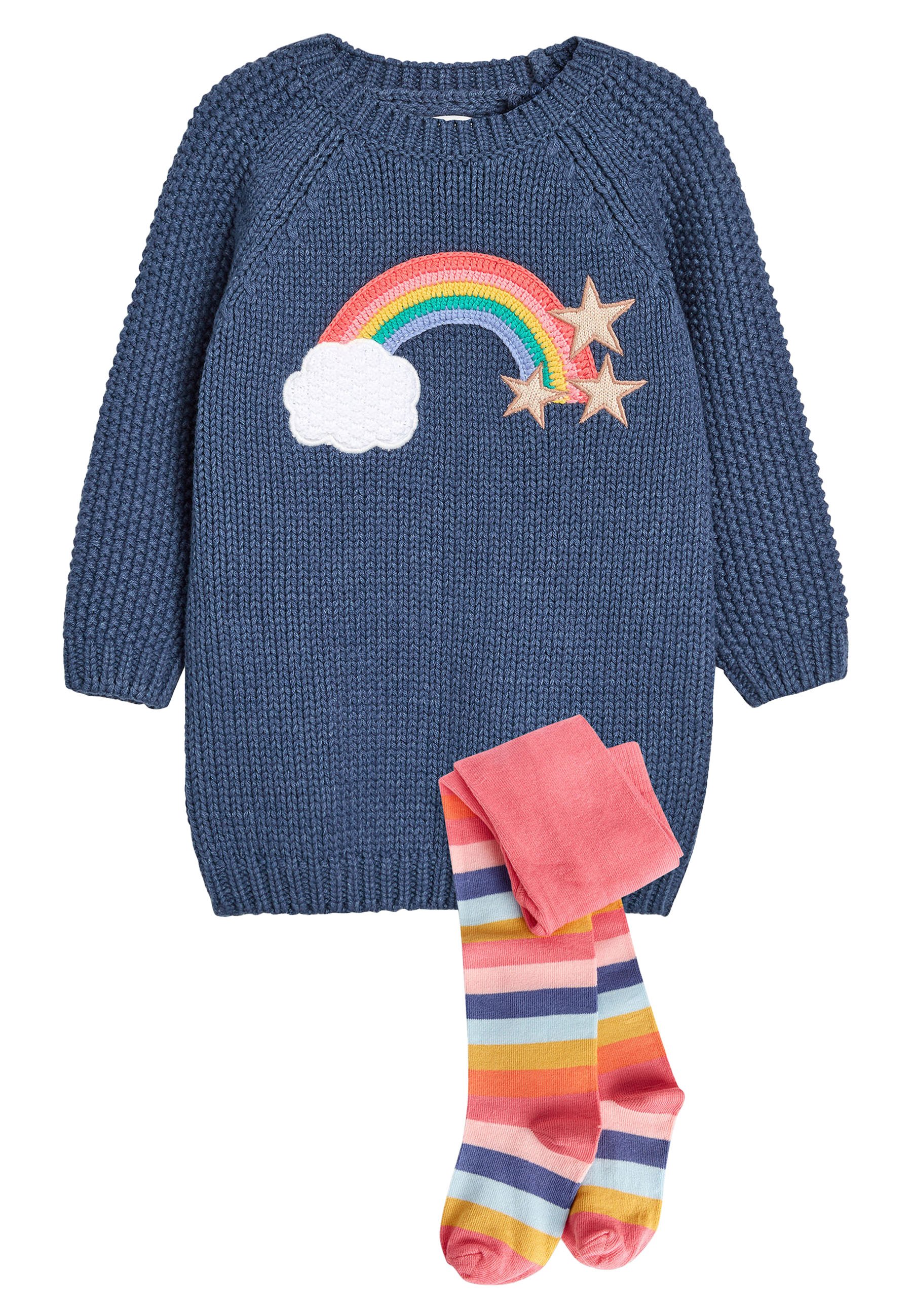 Next NAVY RAINBOW JUMPER DRESS WITH 