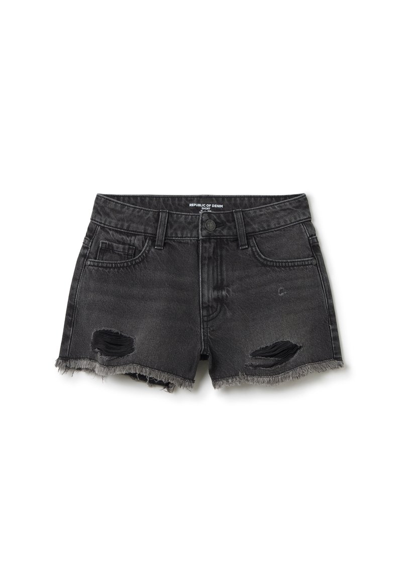 OVS WITH A RIPPED EFFECT - Short en jean - black