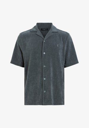 Grå kortærmet skjorte lavet af blødt stof, med en knaplukning foran og en notch krave. Indeholder subtilt logo broderi på brystet.