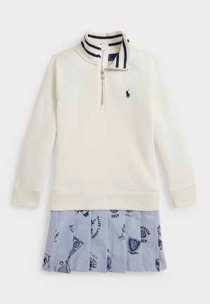 Polo Ralph Lauren PRINT-SKIRT TERRY QUARTER ZIP DRESS - Vestido informal - nevis
