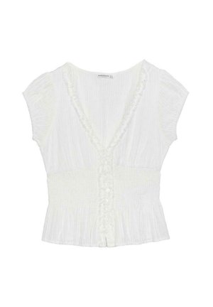Stradivarius, SHORT SLEEVE SHIRRED SHIRT - Blouse - white
