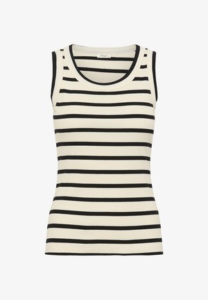 Mustroodern mustriga mustriga, ribbattud tekstuur, ümar kaelus, ilma varrukateta disain, kehaümber mõju ja kontrastsed servad.