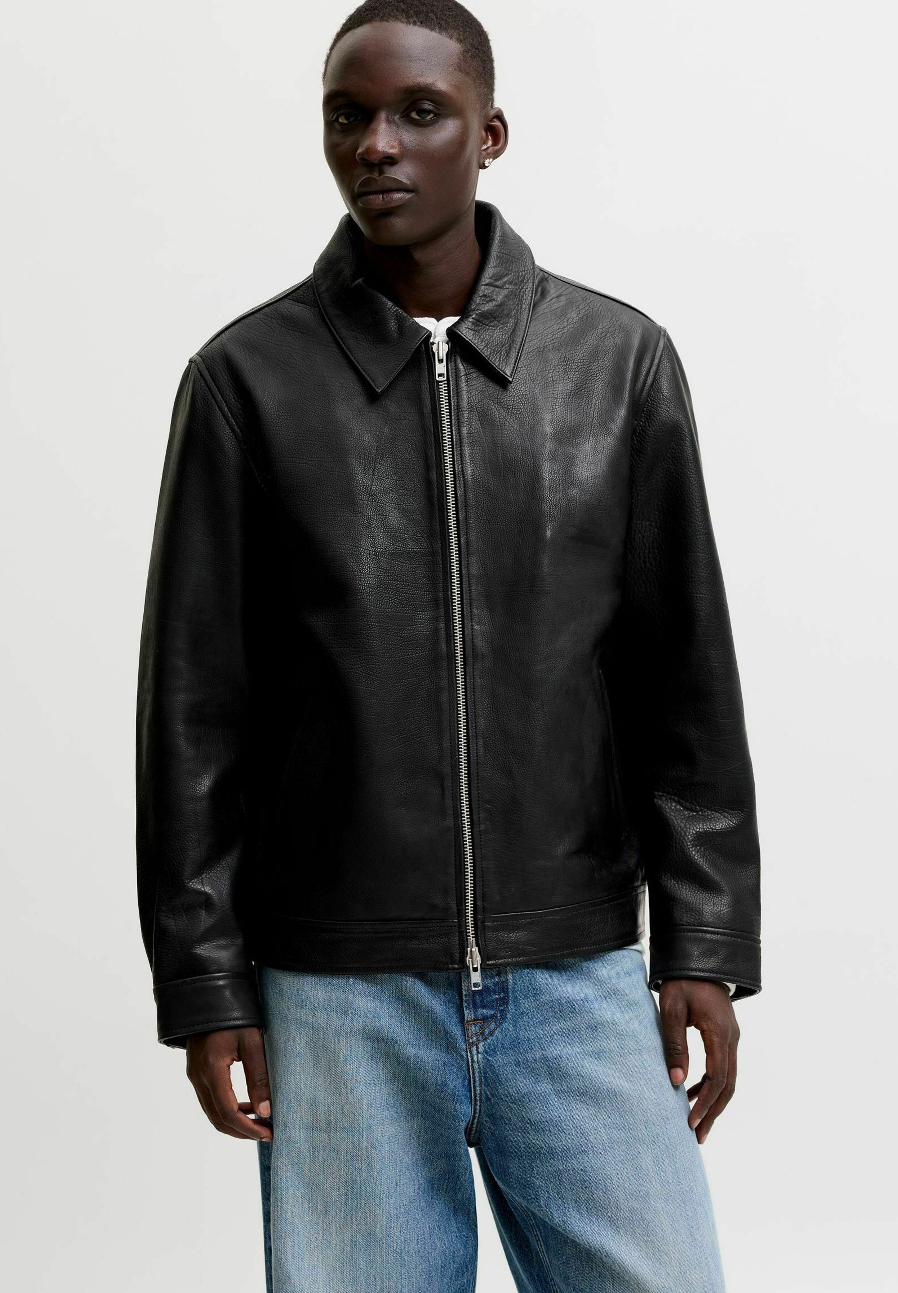 Jack & Jones Leather Leather - Leather jacket - black - Zalando.ie