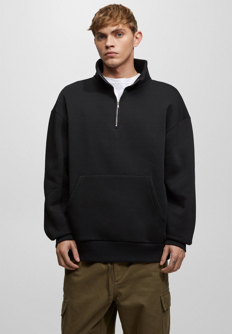 PULL&BEAR WITH ZIP Sweater mottled black/gemêleerd zwart Zalando.nl