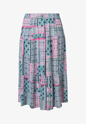 Ulla Popken, GEMUSTERT A-LINIE ELASTIKBUND VOLANTS - A-lijn rok - bold pink