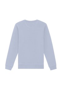 Lichtblauwe sweatshirt gemaakt van zacht materiaal. Heeft een ronde halslijn, lange mouwen en ribbelmanchetten en onderrand. Minimalistisch ontwerp.