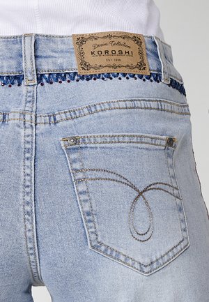 Koroshi EMBROIDERED - Denim shorts - azul cl   light blue