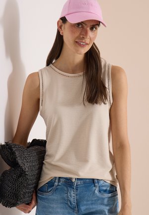Cecil, TOP WITH BOAT NECKLINE AND LACE DETAILS - Débardeur - pearl beige