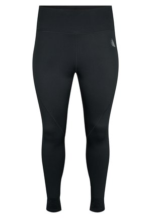 Schwarze Sportleggings aus dehnbarem Material, mit einem breiten Bund und dezenten Nahtdetails für besseren Sitz und Komfort.