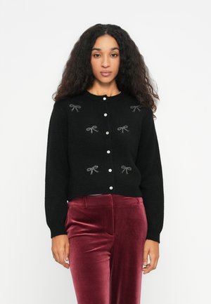 JDYFAYE O NECK BOW CARDIGAN - Vest - black/silver-coloured