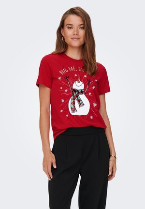 ONLXMAS YRSA CHRISTMAS  - T-Shirt print - urban red print:snowman