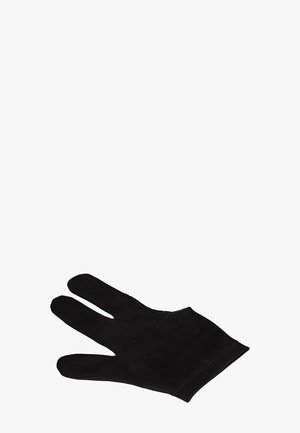 Schwarzer Dreifingerhandschuh mit separaten Öffnungen für Daumen, Zeige- und Mittelfinger auf einfachem weißem Hintergrund.