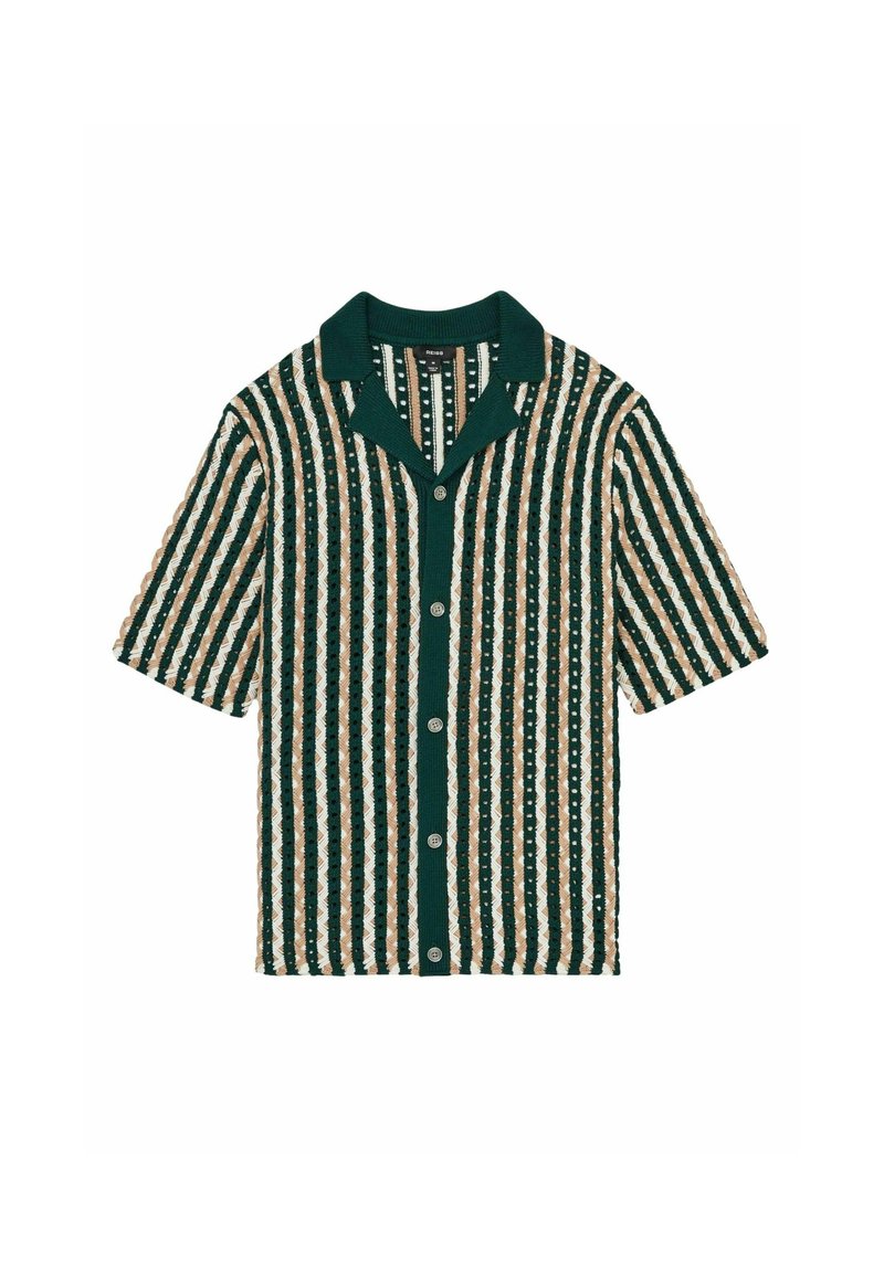 Reiss REGULAR FIT - ROULETTE TEXTURED CUBAN COLLAR - Camisa - green