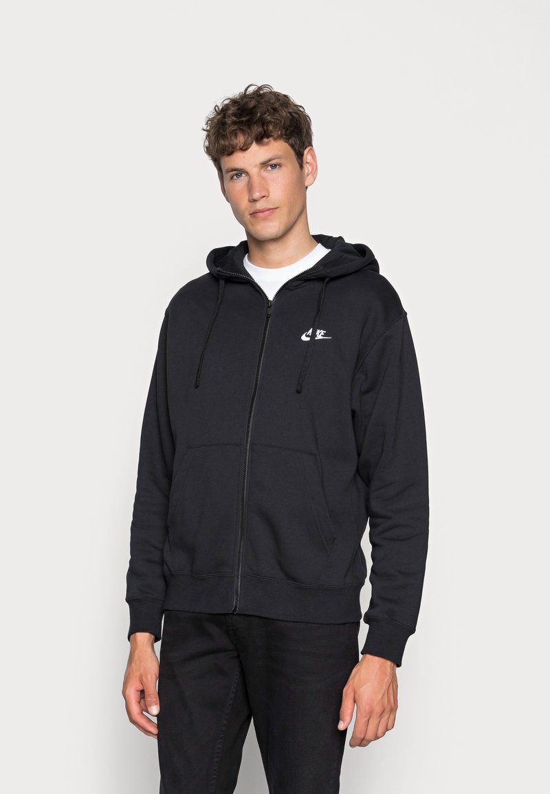 Nike Sportswear - CLUB HOODIE - Majica s kapuljačom i patentnim zatvaračem - black/black/white, Povećaj