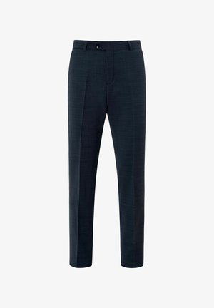 Dark gray tailored dress pants with a front crease, belt loops, and button closure, displayed against a white background.