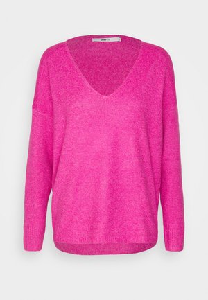 ONLY RICA LIFE V-NECK NOOS - Strickpullover - raspberry rose