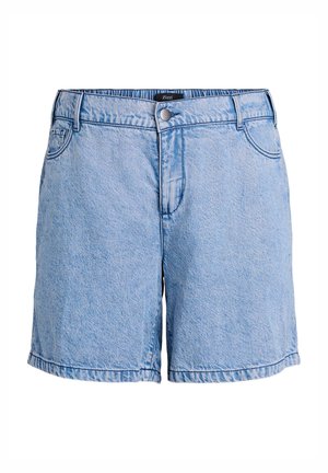 Zizzi LOCKER GESCHNITTENE MIT HOHER TAILLE - Jeans Shorts - light blue denim