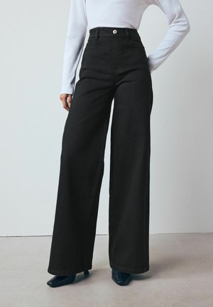 HIGH RISE FLEXI FIT PULL ON WIDE  - Džinsi ar platām starām - black