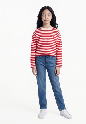 ONLY GIRLS KOGLIVINA O NECK STRIPE - Langærmet T-shirt - high risk red/cloud dancer
