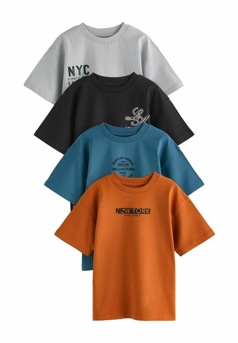 Next RELAXED FIT GRAPHIC SHORT SLEEVE 4 PACK - Camiseta estampada - rust brown black blue grey