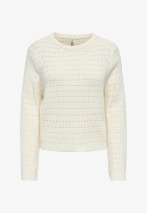 ONLY, ONLAVIA LS O-NECK POINTELLE KNT - Striktrøje - cloud dancer