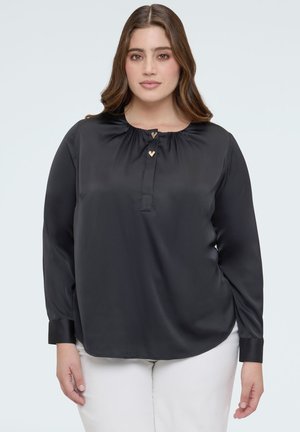 CON BOTTONI A FORMA DI CUORE - Bluse - nero