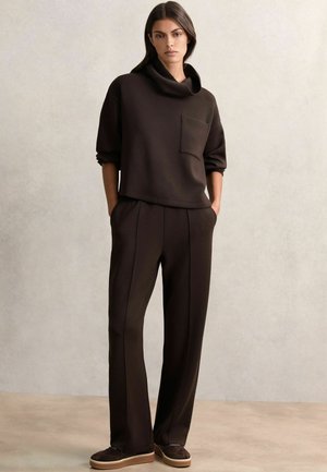 IRIS INTERLOCK FUNNEL NECK - Top dugih rukava - dark chocolate brown
