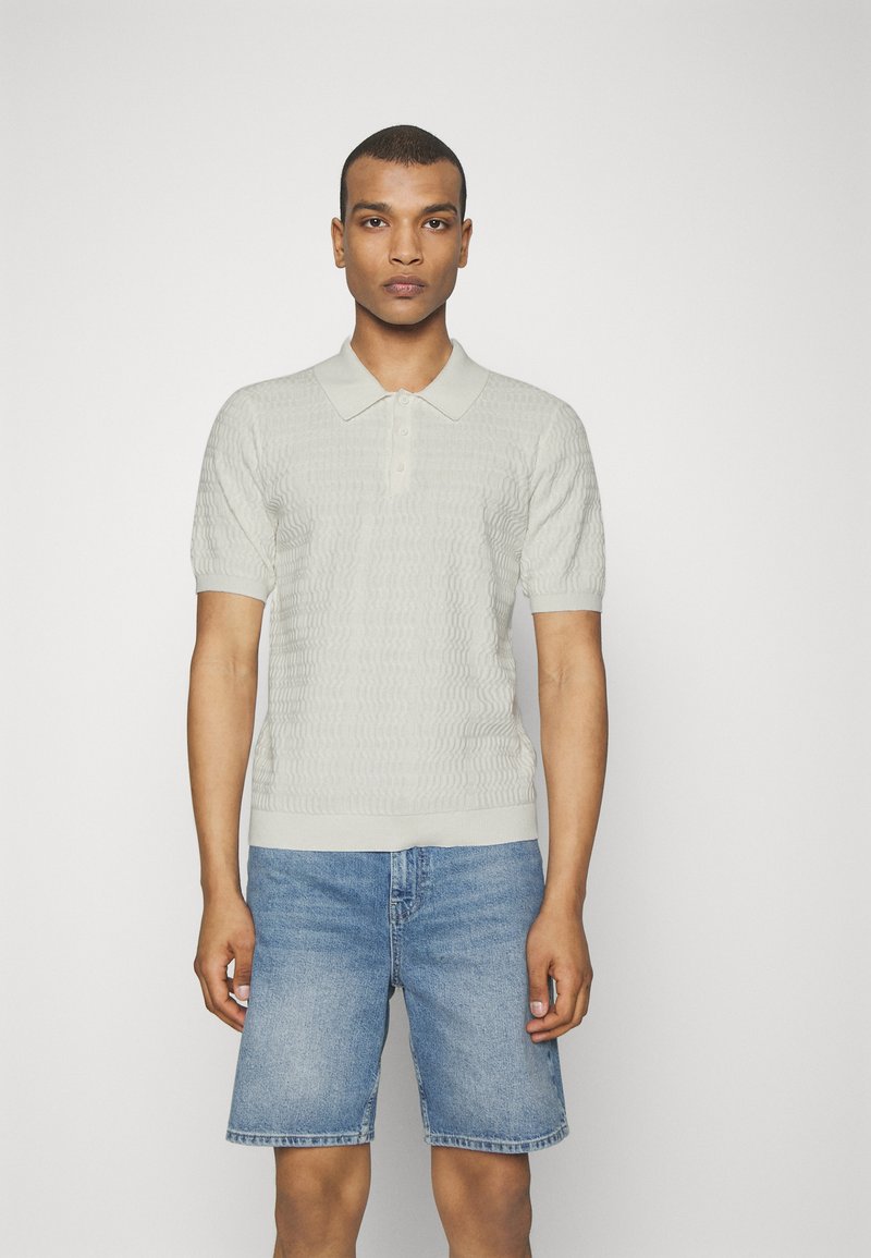 Wax London Mini Geo Naples Short Sleeve Polo - Light Blue