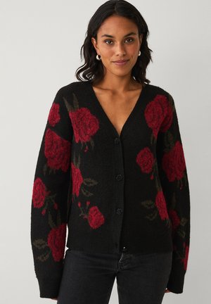 MIT ROSEN - Vest - schwarz mit roten rosen