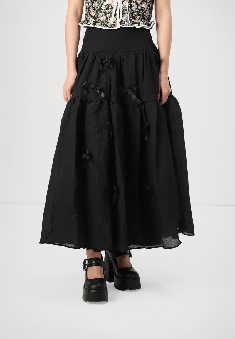 Sister Jane BIRDIE BOW MIDI SKIRT - A-silueta svārki - black