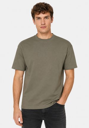 Sublevel, KURZARM T-SHIRT RUNDHALSAUSSCHNITT 2ER-SET UNIFARBEN  - T-Shirt basic - schwarz-khaki