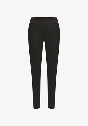 Czarne legginsy o gładkiej fakturze, z wysokim stanem i detalami szwów. Posiadają smukły, prosty krój nogawek, co zapewnia dopasowany wygląd.