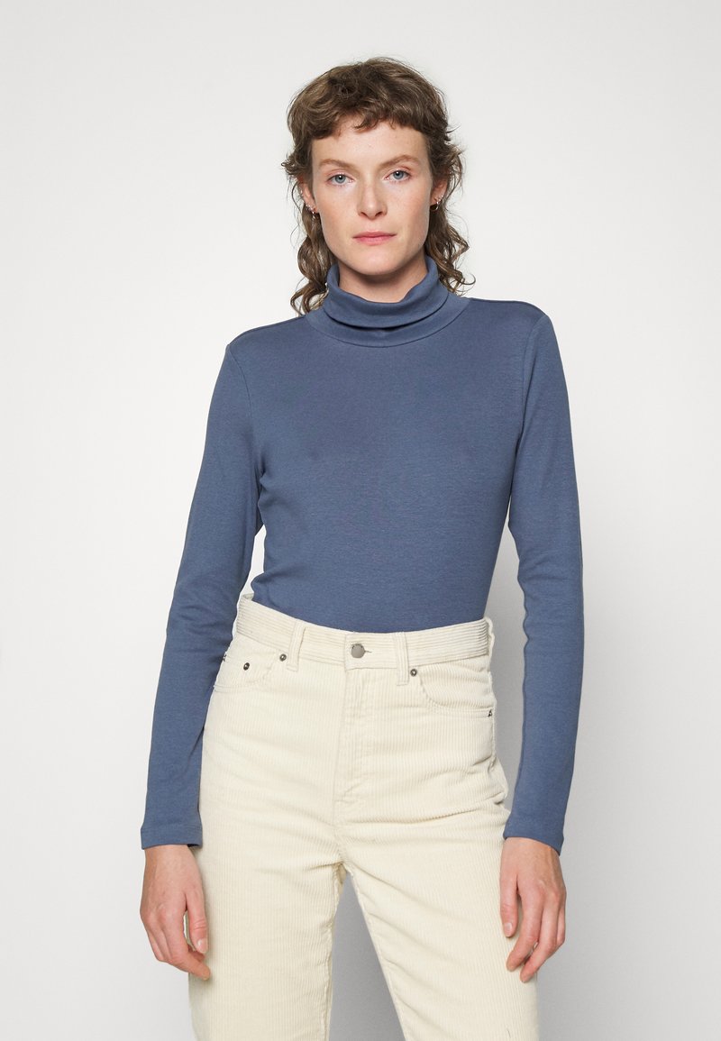Eva - Knitted Roll Neck Long Sleeve Top in Pearl - Lucy & Yak