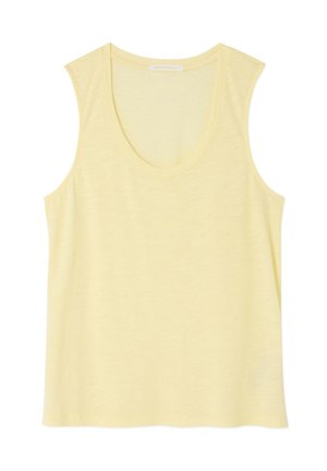 Ärmelloses hellgelbes Tanktop mit U-Ausschnitt und lockerem Sitz, aus weichem, leichtem Stoff gefertigt.