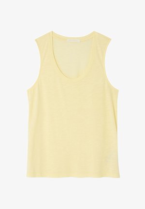 Ärmelloses hellgelbes Tanktop mit U-Ausschnitt und lockerem Sitz, aus weichem, leichtem Stoff gefertigt.