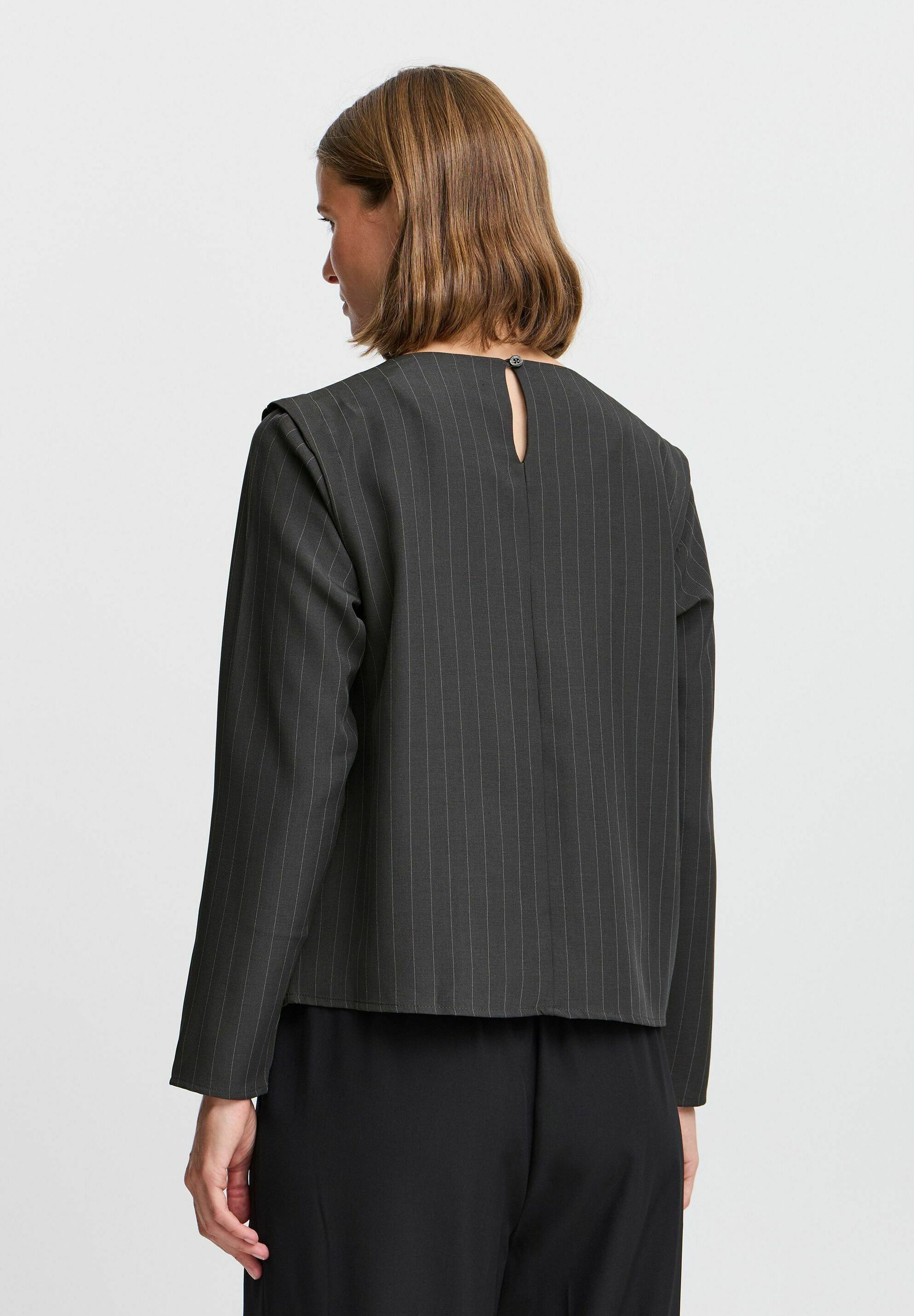 売れ筋商品|||ビーヤング シャツ レディース トップス BYMMMIDDE - Blouse - dark grey mel pinstripe mix b.young BYMMMIDDE - Blouse - dark grey mel pinstripe mix