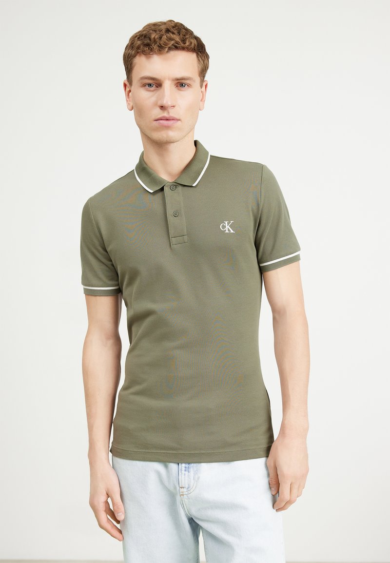 Calvin Klein Jeans TIPPING SLIM - Polokošeľa - dusty olive