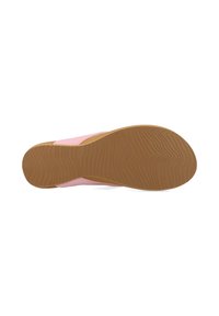 Schoenzool met een roze bovenkant en een bruine rubberen buitenzool met een gestructureerd patroon voor grip. Het ontwerp is plat en casual van vorm.